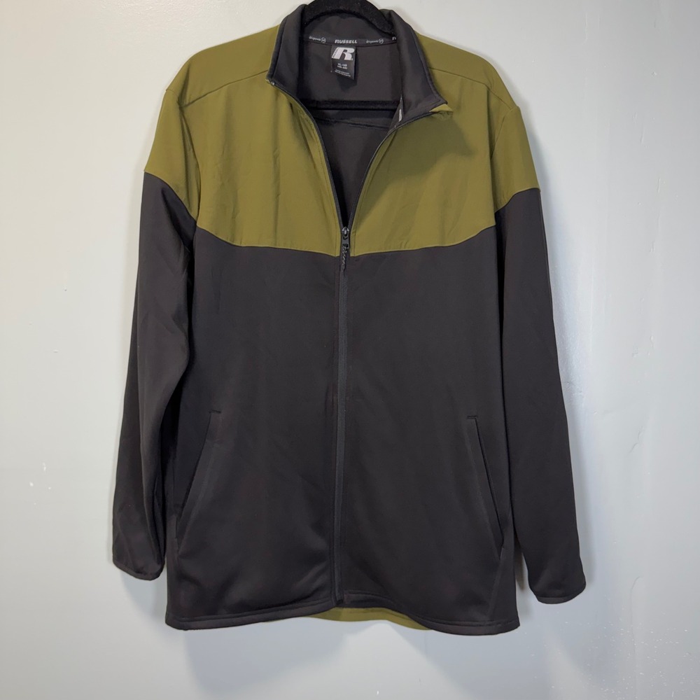 Russell Mens Dri-Power 360 Full Zip Track Jacket XL Black Green 20440 Activewear